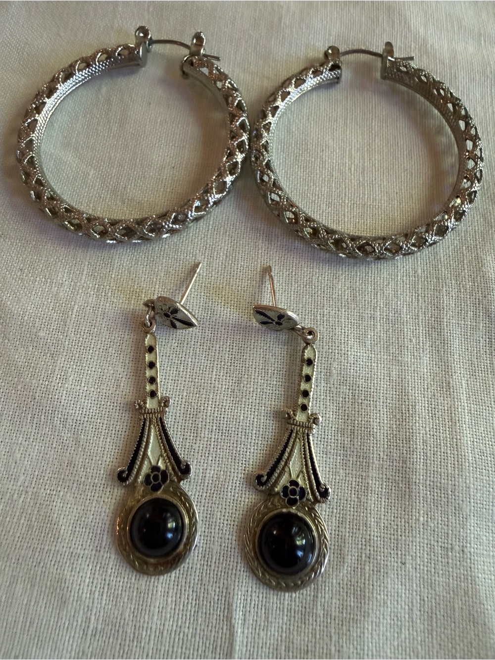 Silver Earrings Bundle! One Pair Stamped 925 & silver tone hoops